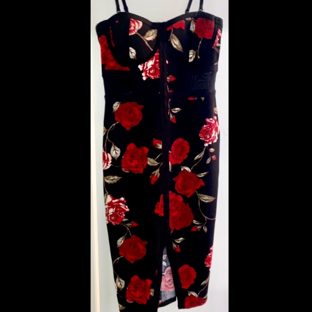 Black and red floral dress